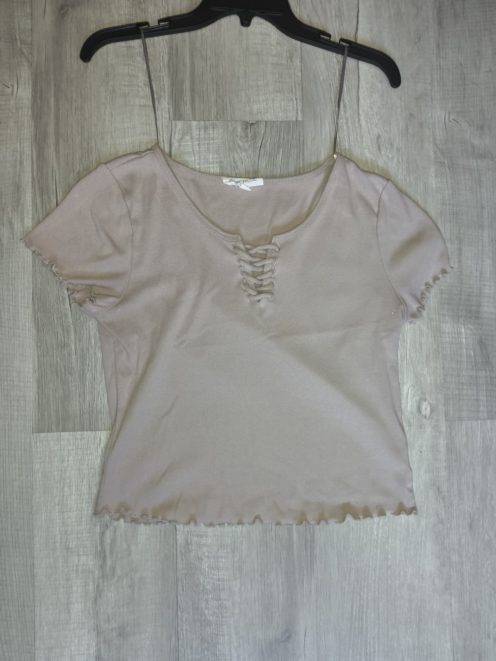 Pink Rose Lace-Up Cropped Tee